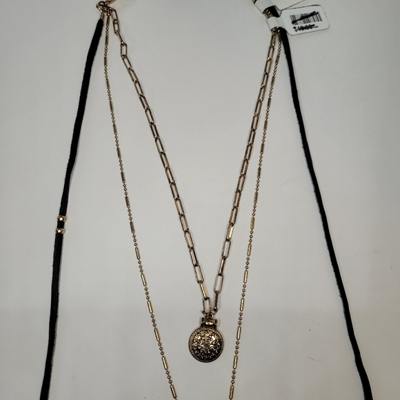 NWT FREE PEOPLE LAYERED SUEDE CHAIN BEADED LONG NECKLACE - Picture 5 of 7